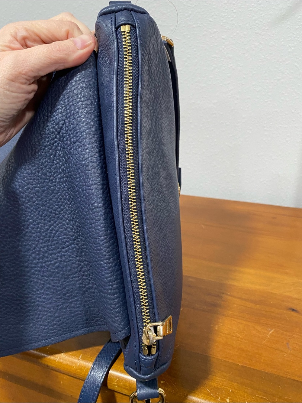 Navy Leather Shoulder Bag - Picture 13 of 13